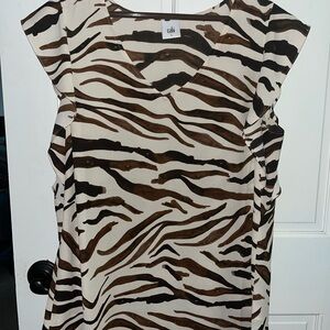 CAbi Zebra Print Blouse - Brown and Cream